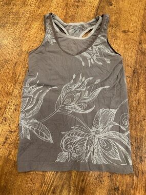 Athleta Gray Floral Racerback Tank